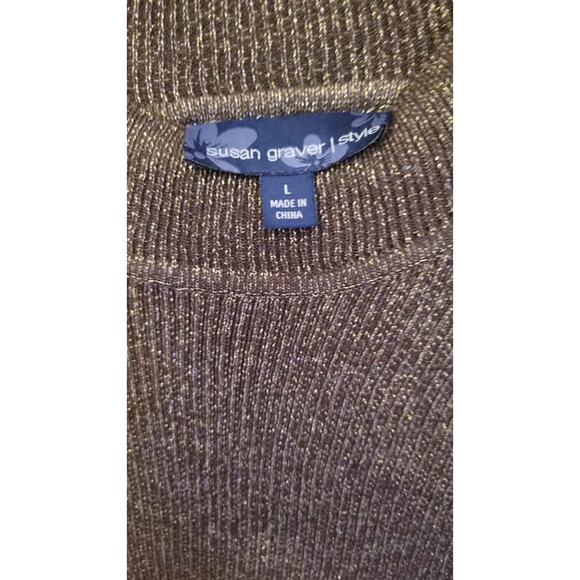 Susan Graver black shimmery sweater L - Picture 3 of 5